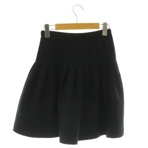 Christian Dior プリーツフレアスカート ウールシルク 2 黒 ブラック /SS OS