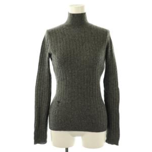 カシミヤハイネックリブニットセーター 長袖 刺繍 USA2 グレー /DO OS