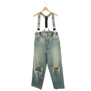 DAMAGE DENIM SUSPENDER PANTS