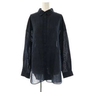 23AW HEMPローンルーズシャツ スタンドカラー 長袖 F 紺 ネイビー /AT OS
