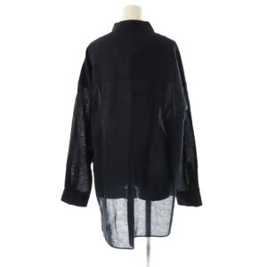 Spick&Span 23AW HEMPローンルーズシャツ スタンドカラー 長袖 F 紺 ネイビー /AT OS