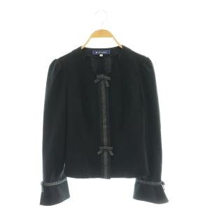 リボン ノーカラー ジャケット 38 黒 ブラック /AT OS