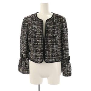 M'S GRACY ツイード ノーカラージャケット スカート セットアップ スーツ 38 ブラック ホワイト /ES OS