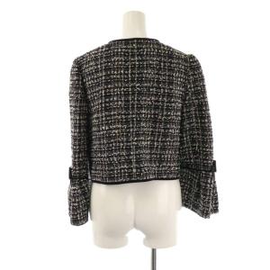 M'S GRACY ツイード ノーカラージャケット スカート セットアップ スーツ 38 ブラック ホワイト /ES OS