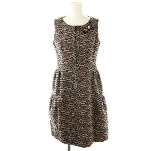 TISSUE ツイード リボン ノースリーブワンピース ラメ 34 ピンクブラウン マルチカラー /ES