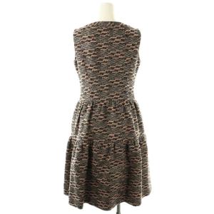 René TISSUE ツイード リボン ノースリーブワンピース ラメ 34 ピンクブラウン マルチカラー /ES