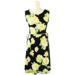 ノースリーブワンピース 花柄  38 ブラック