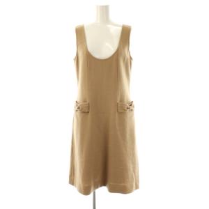 ウール アンゴラ混 ノースリーブワンピース ひざ丈 34 茶 ブラウン /AT OS