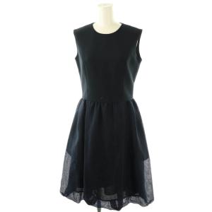 ベーシック Basic 異素材バルーンワンピース ミディアム 34 紺 ネイビー /SS OS