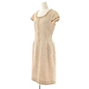 René TISSUE ツイード 半袖ワンピース ひざ丈 38 ピンク /AT OS