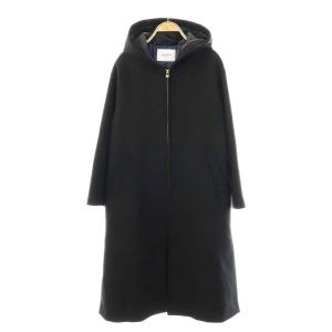 HAMILTONフードロングコート ジップアップ F 黒 ブラック /AT OS
