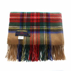 TWEEDMILL ストール マフラー チェック ウール 大判 キャメル マルチカラー 70-190 /RI OS