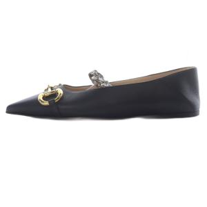 GUCCI ホースビット レザー フラットパンプス 37 ブラック 621161