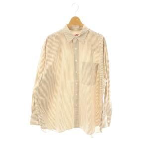 24SS コットンブロードワイドスクエアシャツ ストライプ F ベージュ ホワイト /ES OS