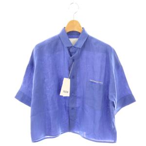 24SS Spick&Span別注リネン半袖エンブロイダイリーシャツ F ブルー /DF OS