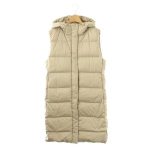 ロングダウンベスト ジップアップ S ベージュ /HK OS