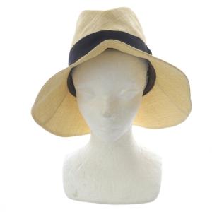 KIJIMATAKAYUKI Middle brim hat ハット 帽子 リボン 1 ベージュ 黒 ブラック /SR47