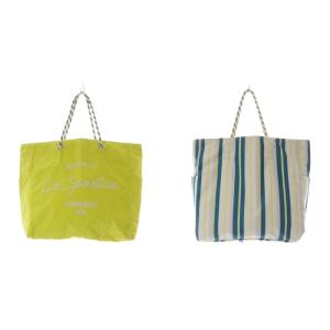LARGE 2 WAY TOTE バッグ ハンドバッグ リバーシブル 黄色 白 ホワイト 緑 グリーン