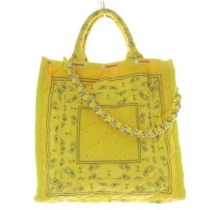 SM CHAIN QUILT TOTE ハンドバッグ ショルダーバッグ 2way ロゴ 黄色 イエロー