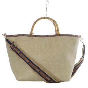 MED BAMBOO TOTE W/ST トートバッグ 2way エクリュムーンラフィア