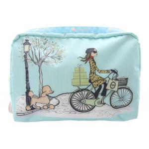 LADUREE EXTRA LARGE RECTANGULAR COSMETIC ポーチ ロゴ 水色 /SR53