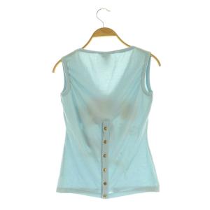 D&G PIGALLE リッププリントスリーブレス バックスリットTシャツ ストレッチ ラメ 24/38 ライトブルー