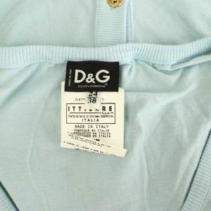 D&G PIGALLE リッププリントスリーブレス バックスリットTシャツ ストレッチ ラメ 24/38 ライトブルー