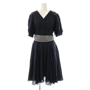 VOYAGE DRESS ワンピース ミモレ ロング 五分袖 36 紺 ネイビー /AT OS