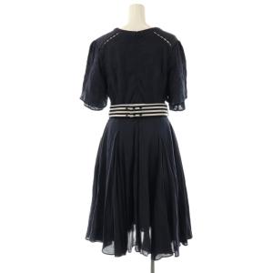 BORDERS at BALCONY VOYAGE DRESS ワンピース ミモレ ロング 五分袖 36 紺 ネイビー /AT OS