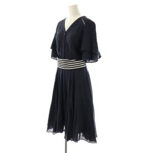 BORDERS at BALCONY VOYAGE DRESS ワンピース ミモレ ロング 五分袖 36 紺 ネイビー /AT OS