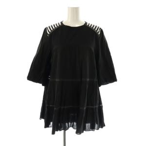 BALLERINA TOP カットソー 五分袖 36 黒 ブラック /AT OS