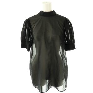 24SS PUFF SLEEVE SHEER BLOUSE ブラウス 36 黒 ブラック /SS OS