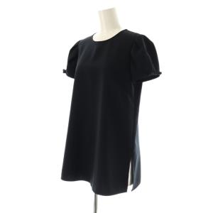 FOXEY NEW YORK ブラウス パフスリーブ リボン 38 黒 ブラック /SS OS