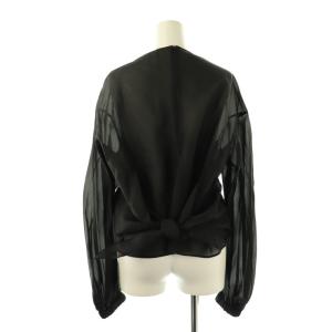 バックリボンシアーブラウス プルオーバー シルク 36 ブラック