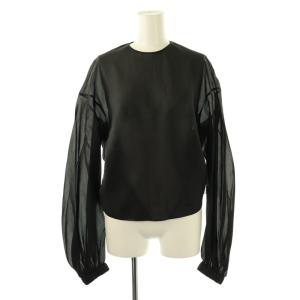 BLAMINK バックリボンシアーブラウス プルオーバー シルク 36 ブラック