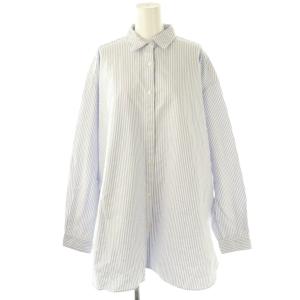24SS OXストライプレギュラーカラービッグシャツ 長袖 パープルブルー オフホワイト /DO OS