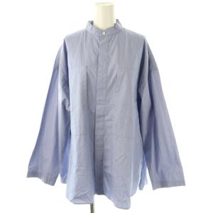 ストライプスタンドカラーポプリンシャツ ブルー オフホワイト /DO OS