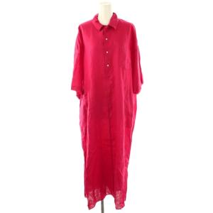 リネンワッシャー シャツワンピース レッド /ES OS