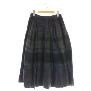 チェック タック ロングスカート フレアスカート 2 グレー マルチカラー /DF OS