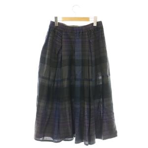 plantation チェック タック ロングスカート フレアスカート 2 グレー マルチカラー /DF OS