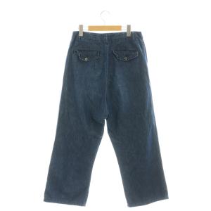 plantation コットンリネン デニムパンツ ジーンズ ストレート M 紺 ネイビー /AT OS