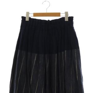 plantation 23AW コットンタック配色スカート M 紺 ネイビー /SS OS