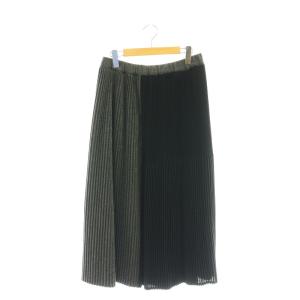 フリース 切替 プリーツスカート バイカラー インナー付き 2 グレー ブラック /CX OS