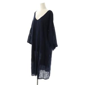 plantation コットン Vネック ワンピース 2 ネイビー /ES OS