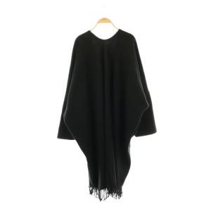 plantation フリンジ ロングコート ウール 2 黒 ブラック /SS OS