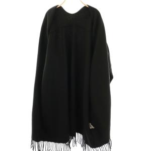 plantation フリンジ ロングコート ウール 2 黒 ブラック /SS OS