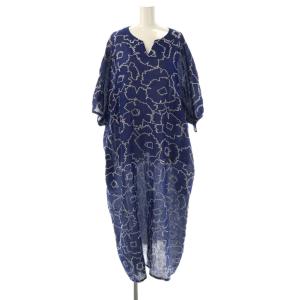 ラインフラワーJQ ジャガード ワンピース ロング 2 紺 ネイビー /SS OS