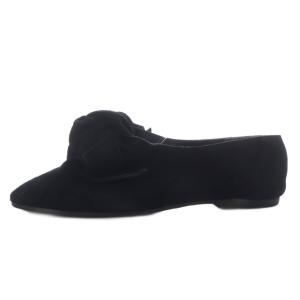 COMME des GARCONS パンプス フラット リボンモチーフ スエード 24.5cm ブラック /YO24