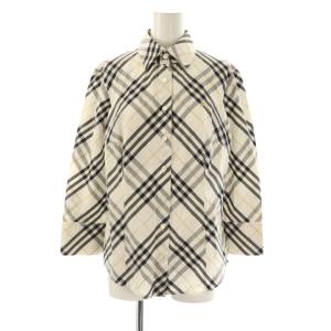 チェック長袖シャツ 42 アイボリー ブラック ベージュ /DO OS