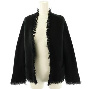 フリンジカーディガン カシミヤ シルク 1 黒 ブラック /SS OS
